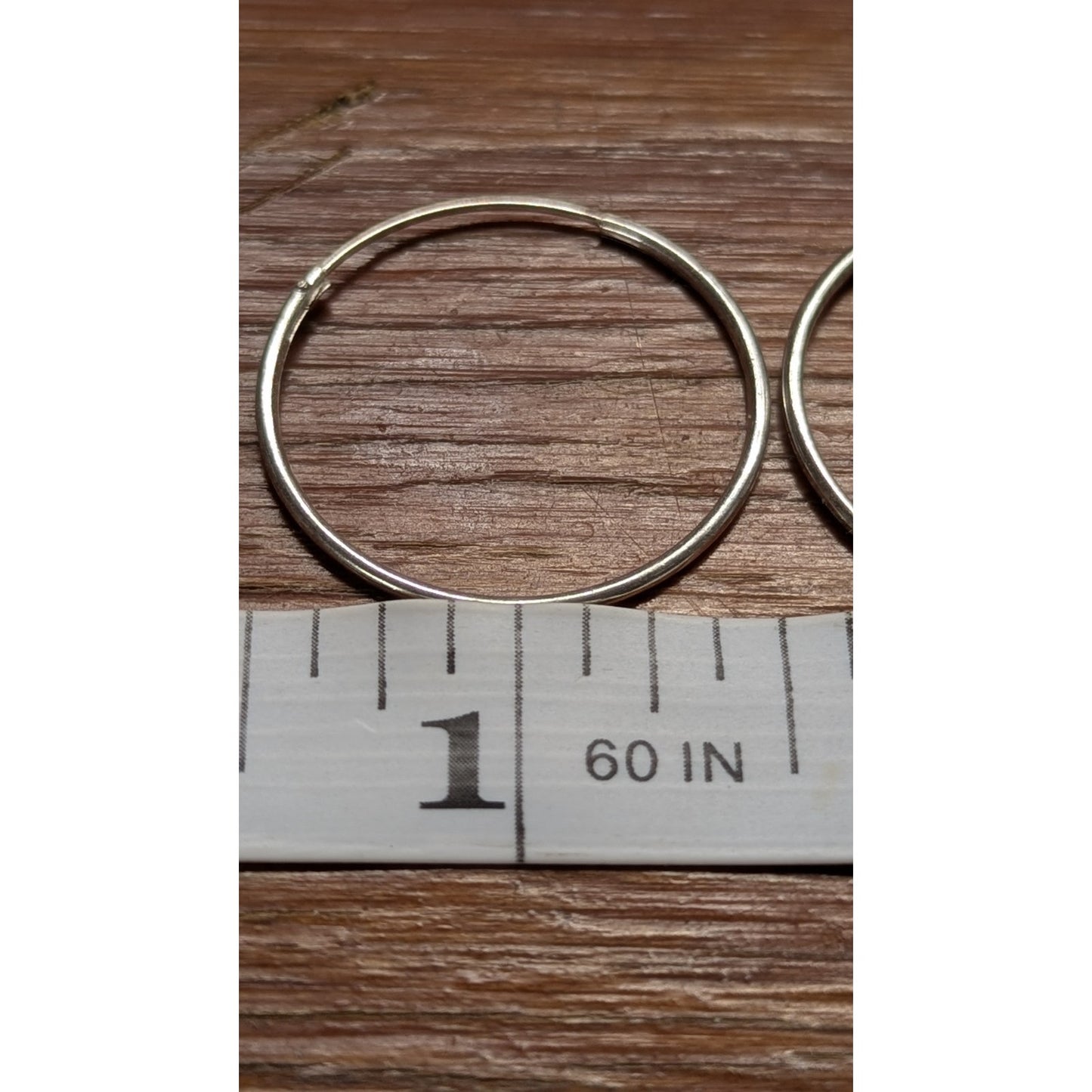 925 Sterling Silver Thin Plain Round Hoop Earrings 1.5 Inch Wire Post Pierced