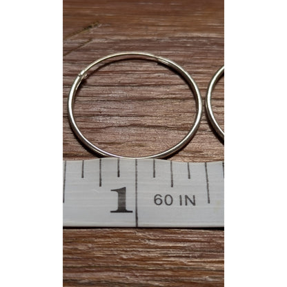 925 Sterling Silver Thin Plain Round Hoop Earrings 1.5 Inch Wire Post Pierced