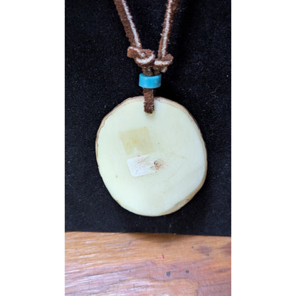 Vintage Jama Signed Hand Painted Mother Child Pendant Necklace