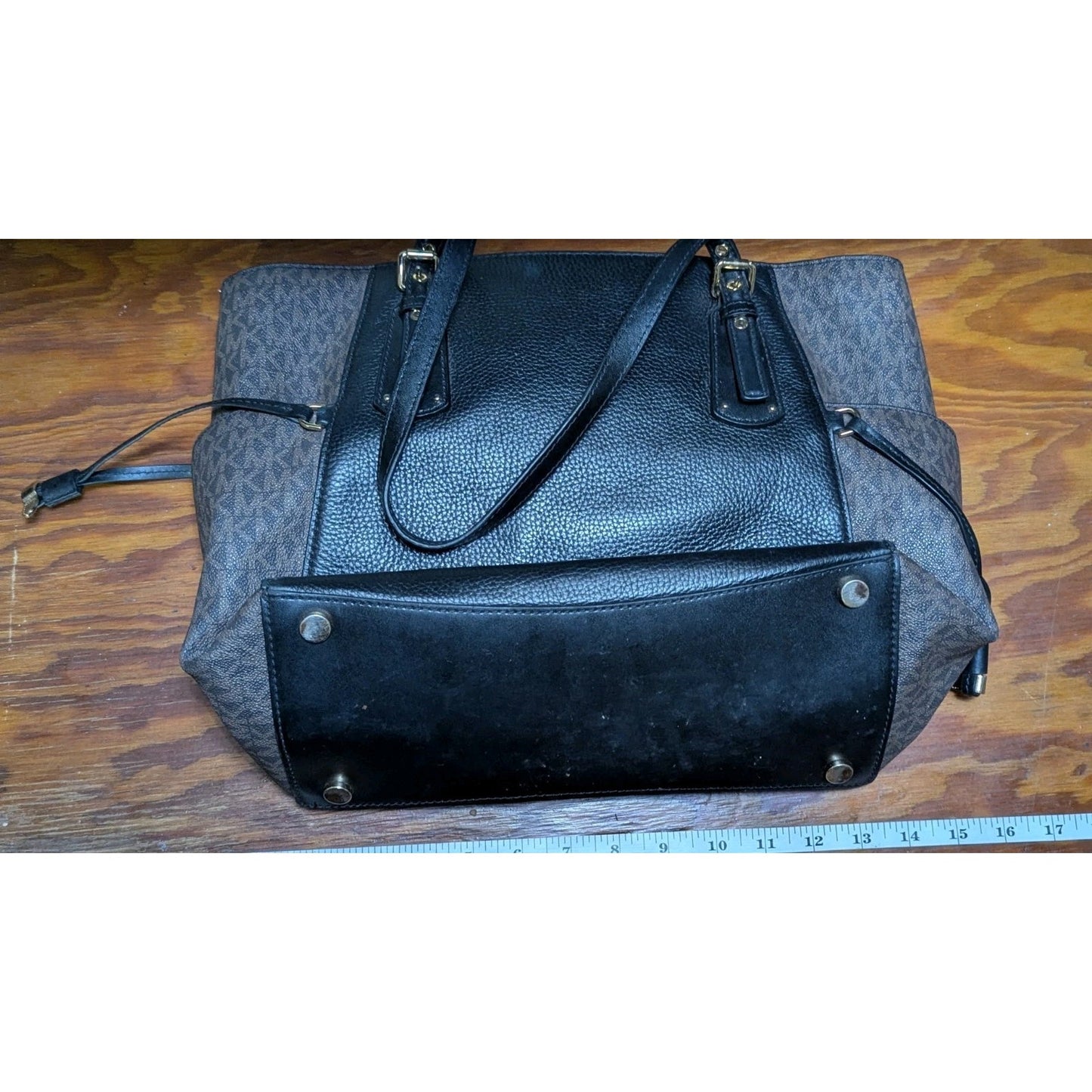 Michael Kors Uptown Astor Studded Tote Giraffe Calf Hair Black Michael Kors