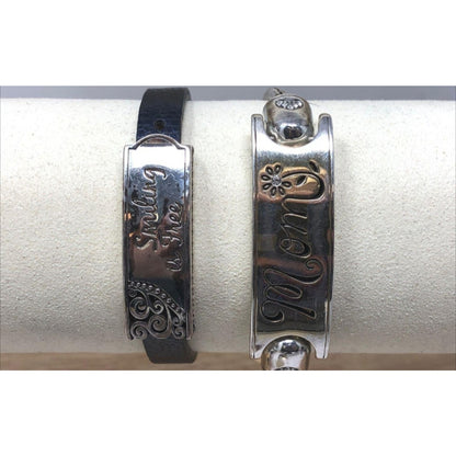 Lot of 3 Brighton Bracelets - Silver Plated & Leather - Mom & Smiling Is Free
