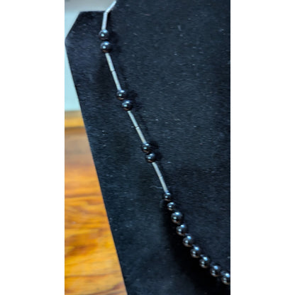 925 Sterling Silver Dragon Claw Orb Black Beaded Gothic Necklace