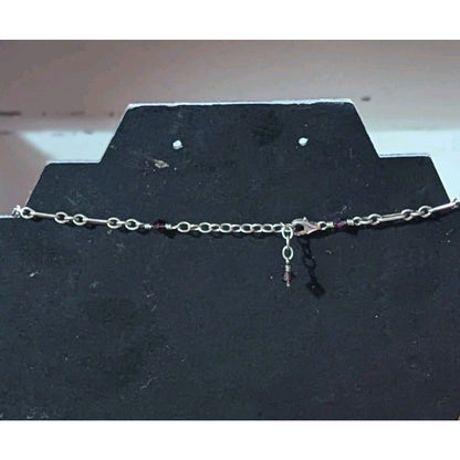 925 Sterling Silver Purple Faceted Crystal Link Station Necklace