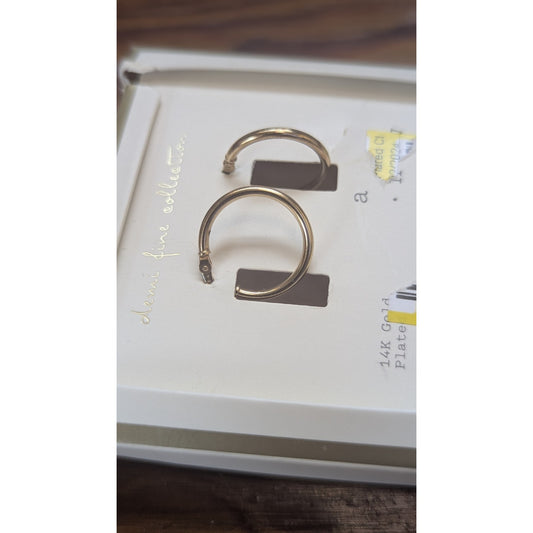 Target Demi Fine Collection 14K Gold Plate Rectangle Hoop Earrings NIB
