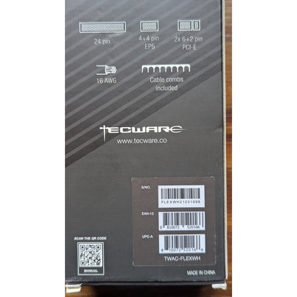 Tecware FLEX Sleeved PSU Extension Cable Kit White 24 Pin 4+4 EPS 6+2 PCIe New