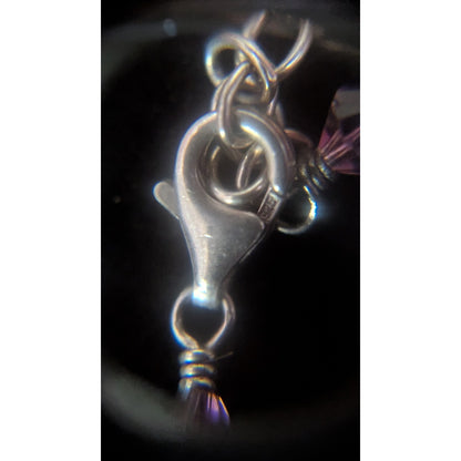 925 Sterling Silver Purple Faceted Crystal Link Station Necklace