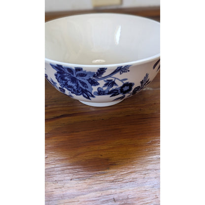 Royal Norfolk Blue White Floral Porcelain Bowl Set of 2 Sizes 4 6in