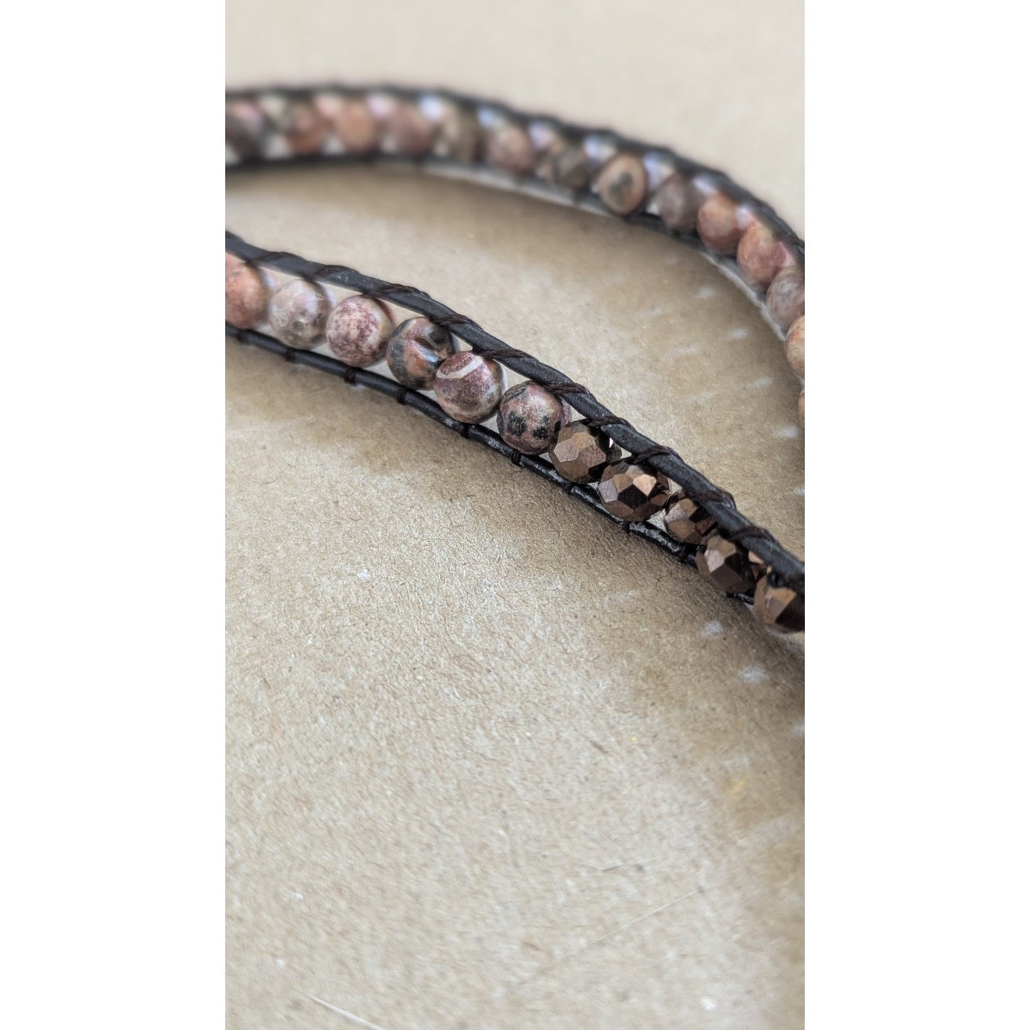 Lot of 3 Victoria Emerson 22-23" Boho Leather Wrap Necklaces - Jasper & Crystal