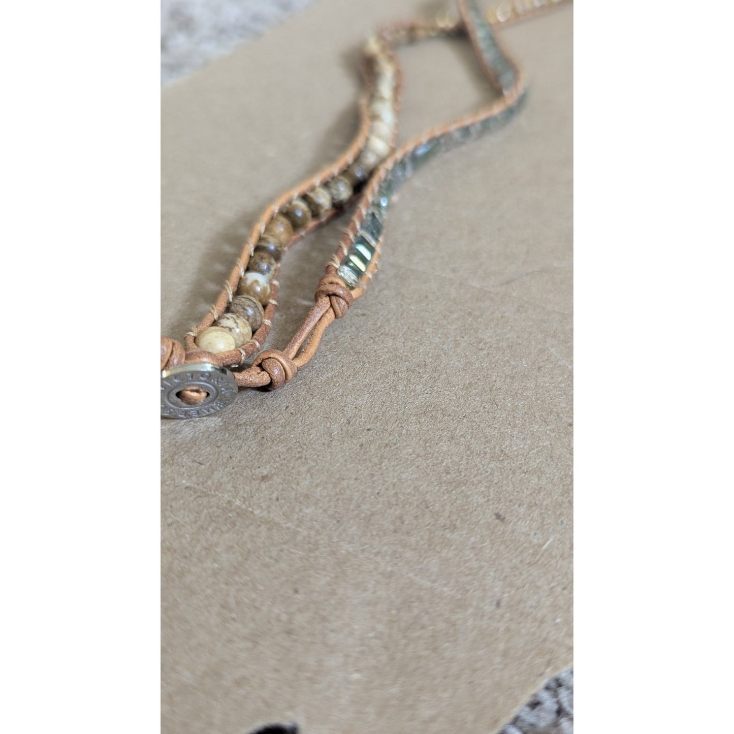 Lot of 3 Victoria Emerson 22-23" Boho Leather Wrap Necklaces - Jasper & Crystal
