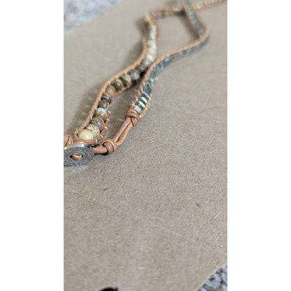 Lot of 3 Victoria Emerson 22-23" Boho Leather Wrap Necklaces - Jasper & Crystal