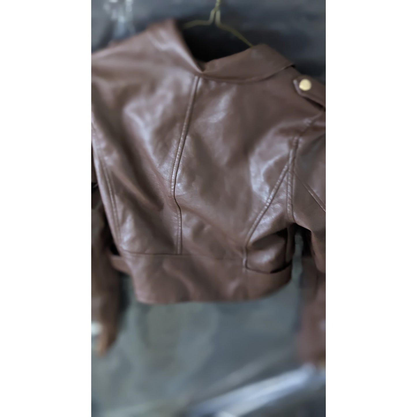 ASHLEY by 26 Intl Women's Size Medium Brown Faux Leather Moto Jacket Star Wars