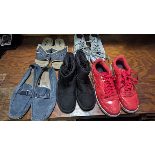 5 Pair Of Shoes Lot Hugo Boss Clarks Nike Air Converse Arizona Boots Resell Lot