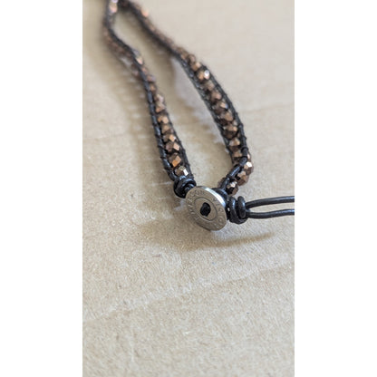 Lot of 3 Victoria Emerson 22-23" Boho Leather Wrap Necklaces - Jasper & Crystal
