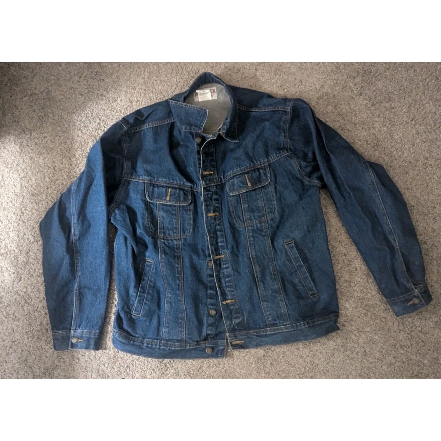 Wrangler Rugged Wear Mens Denim Jacket XLT Dark Wash 100% Cotton Trucker