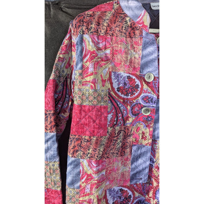 Breckenridge Womens L Quilted Patchwork Paisley Jacket Cotton Lined Boho Artsy