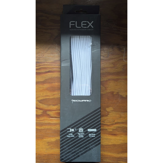 Tecware FLEX Sleeved PSU Extension Cable Kit White 24 Pin 4+4 EPS 6+2 PCIe New