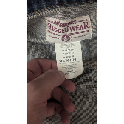 Wrangler Rugged Wear Mens Denim Jacket XLT Dark Wash 100% Cotton Trucker