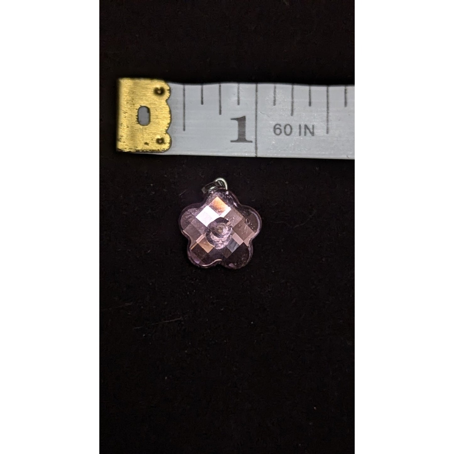 Vintage Swarovski Pink Crystal Flower Pendant Charm Swan Logo Rhodium