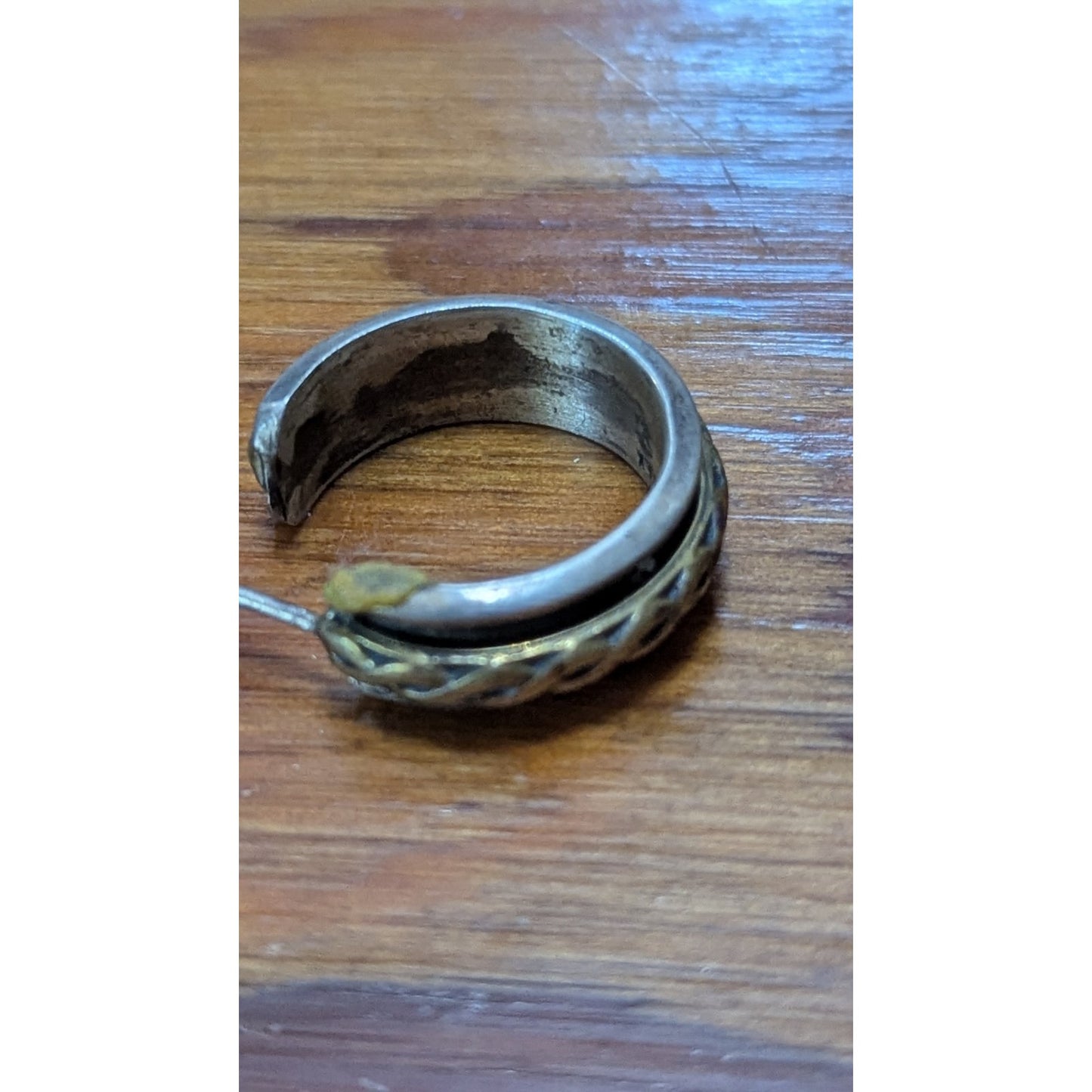 Vintage Single Sterling 925 Mexico Hoop Earring 10k Gold Trim 6g