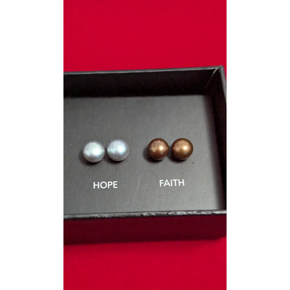 NYC Sterling Silver Multicolored Pearl Earring Set Peace Believe Love Hope Faith