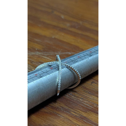 Sterling Silver Criss Cross Ring 925 Pave CZ X Band Vintage Boho