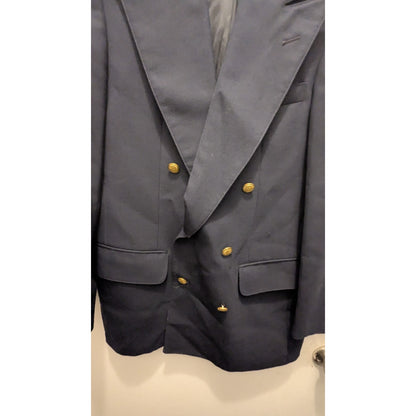 Bachrach Blazer Navy Blue Gold Buttons Business Size 40R Chest:40 Length:30