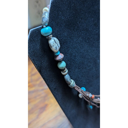 Silpada Sterling Silver Howlite Coral Bronzite Multi Charm Necklace N1994