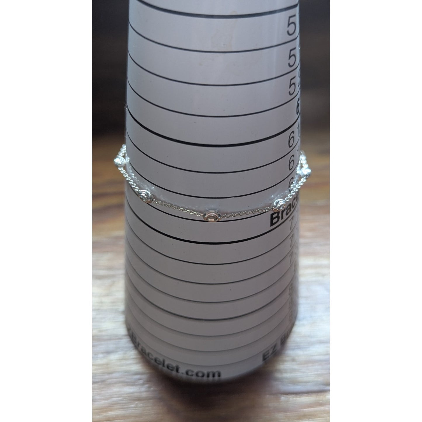 Sterling Silver 925 Bead Station Bracelet Dainty Cable Chain 6.75"