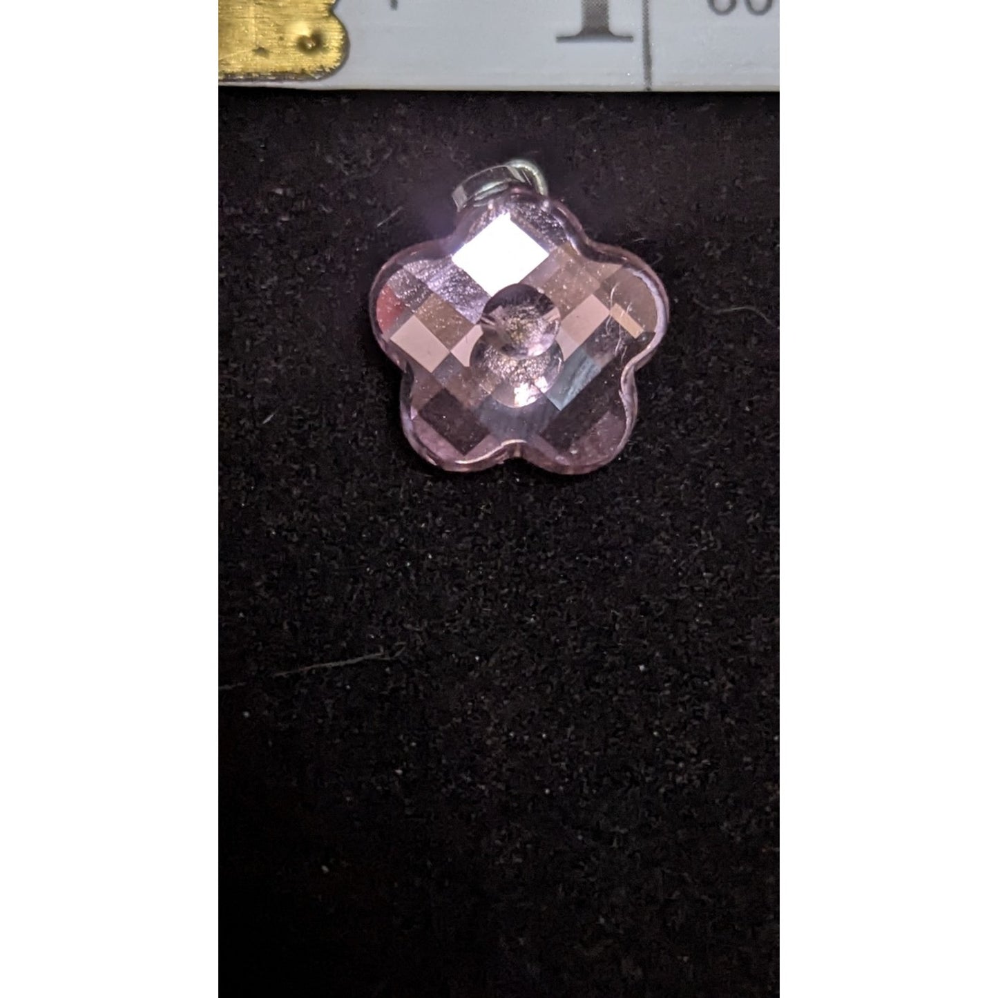 Vintage Swarovski Pink Crystal Flower Pendant Charm Swan Logo Rhodium
