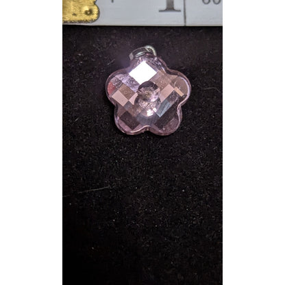 Vintage Swarovski Pink Crystal Flower Pendant Charm Swan Logo Rhodium