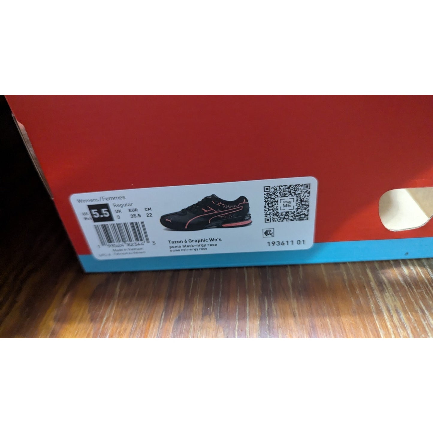 Size 5.5 - PUMA Tazon 6 Graphic Low Black Red W