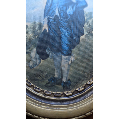 Vintage Blue Boy Gainsborough Oval Brass Frame Miniature Wall Art 1194