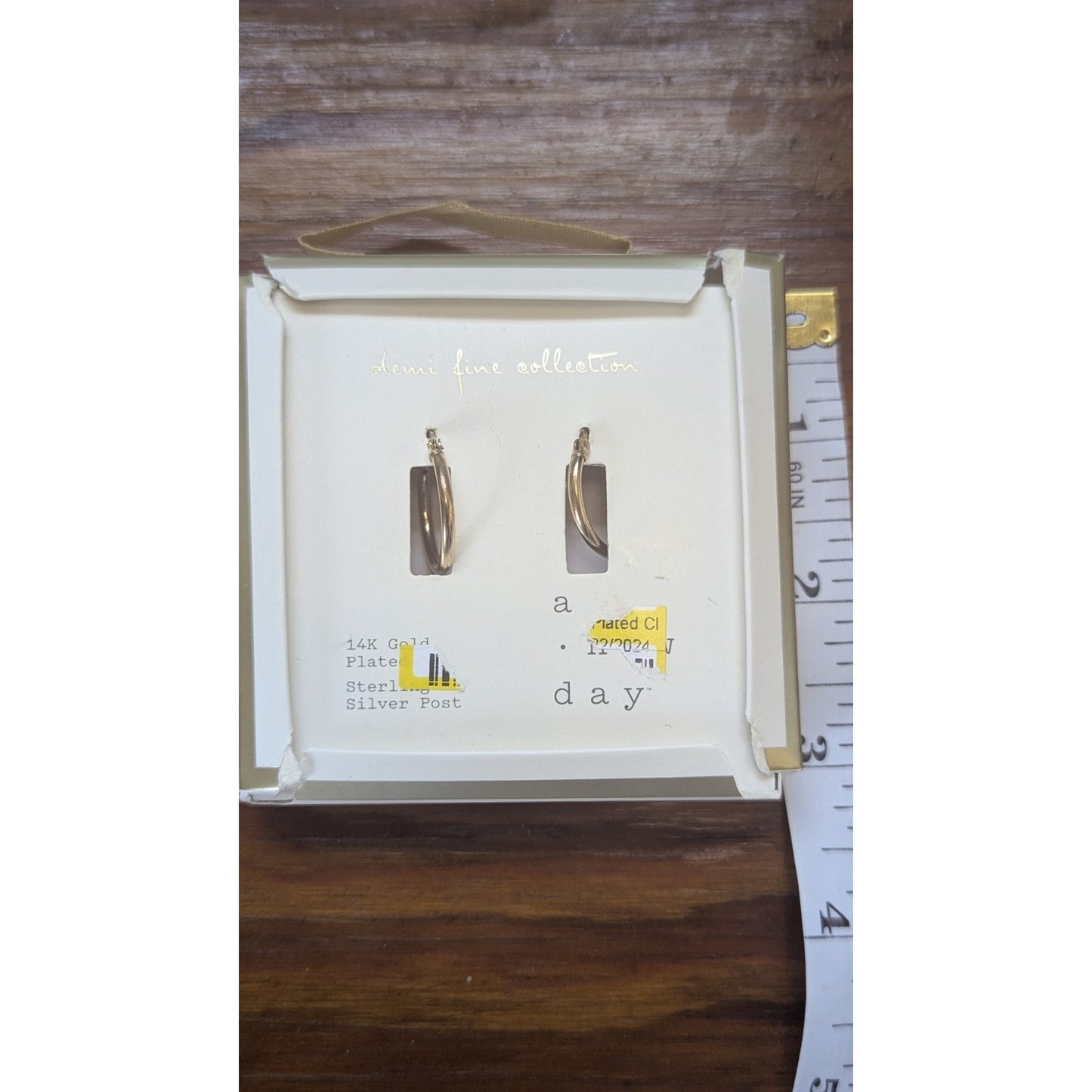 Target Demi Fine Collection 14K Gold Plate Rectangle Hoop Earrings NIB