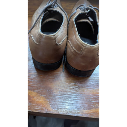 Alfani Platinum Alf Lewis Men's Tan Leather Apron Toe Derby Dress Shoes Size 10M