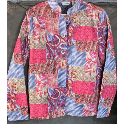 Breckenridge Womens L Quilted Patchwork Paisley Jacket Cotton Lined Boho Artsy