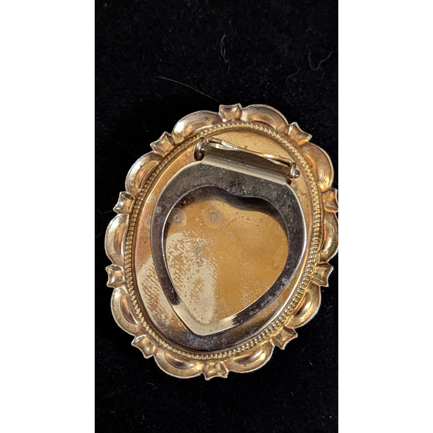 Vtg Gold Tone Faux Shell Cameo Flower Floral White Iridescent Scarf Clip