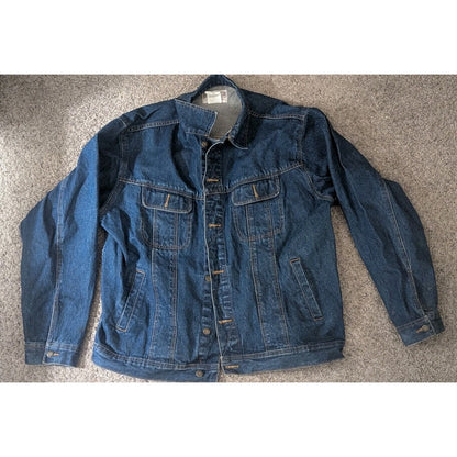 Wrangler Rugged Wear Mens Denim Jacket XLT Dark Wash 100% Cotton Trucker