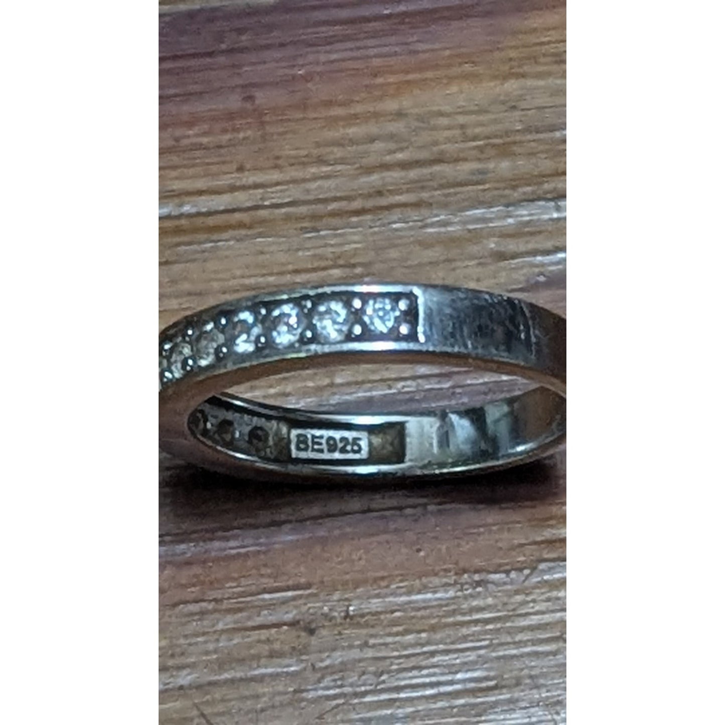 Sterling Silver 925 Stone Band Ring Size 7 BE925 Stamped Vintage Eternity