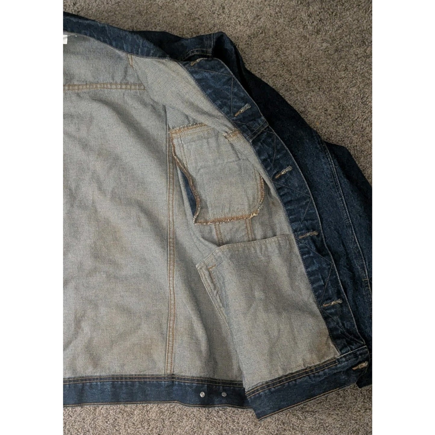 Wrangler Rugged Wear Mens Denim Jacket XLT Dark Wash 100% Cotton Trucker