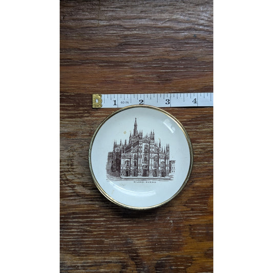 Vintage Milano Duomo Cathedral Mini Plate Societa Ceramica Italiana Gold Rim
