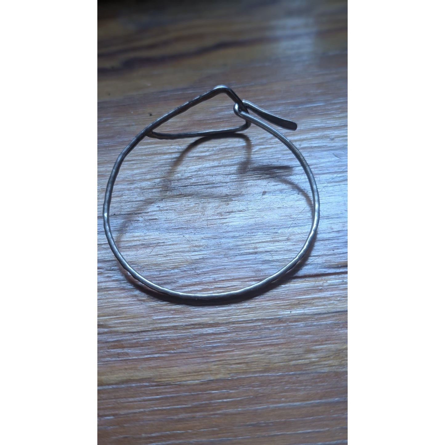 Hammered Hook On Bangle, Sterling Silver