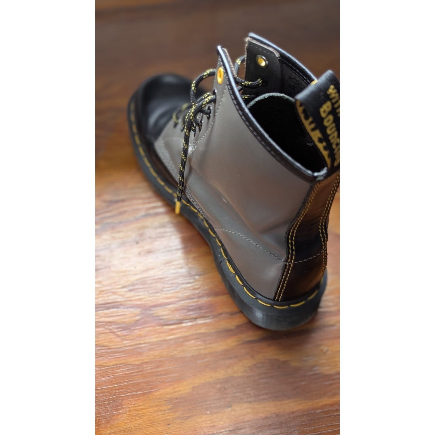 Dr. Martens 101 6-eye boots in a grey/charcoal smooth leather, size US Men's 8 /