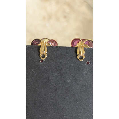 Vintage Swarovski SAL Signed Layered Crystal Flower Clip Earrings