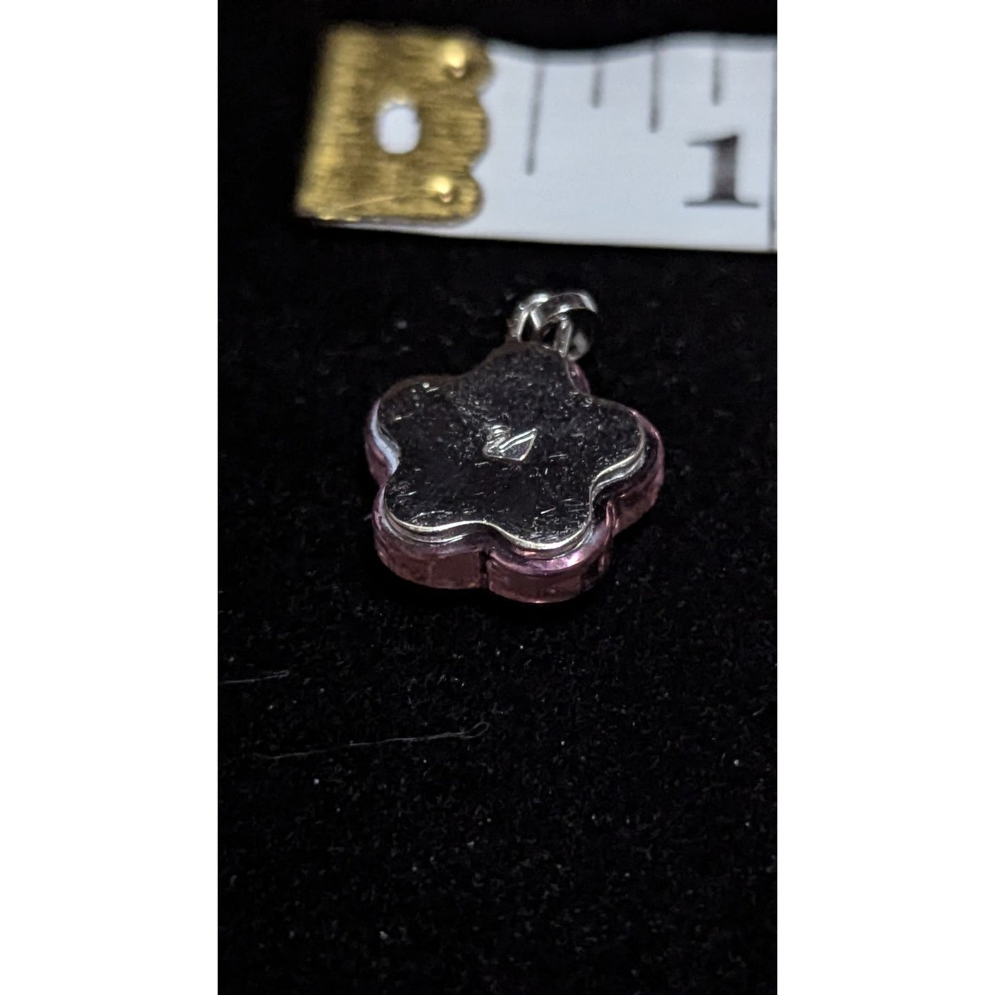 Vintage Swarovski Pink Crystal Flower Pendant Charm Swan Logo Rhodium