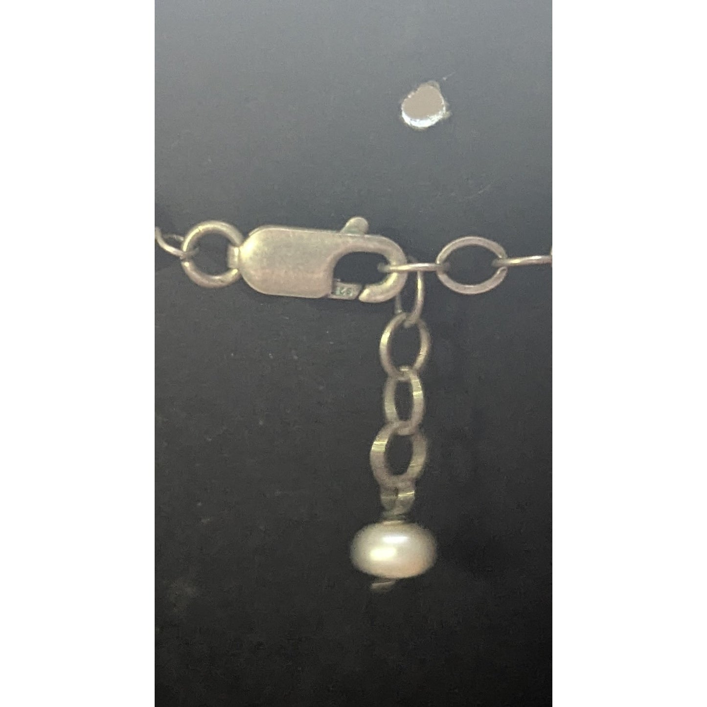 925 Sterling Silver Baroque Pearl Station Necklace Vintage Estate 10 In