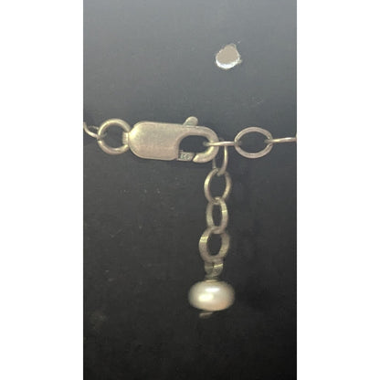 925 Sterling Silver Baroque Pearl Station Necklace Vintage Estate 10 In