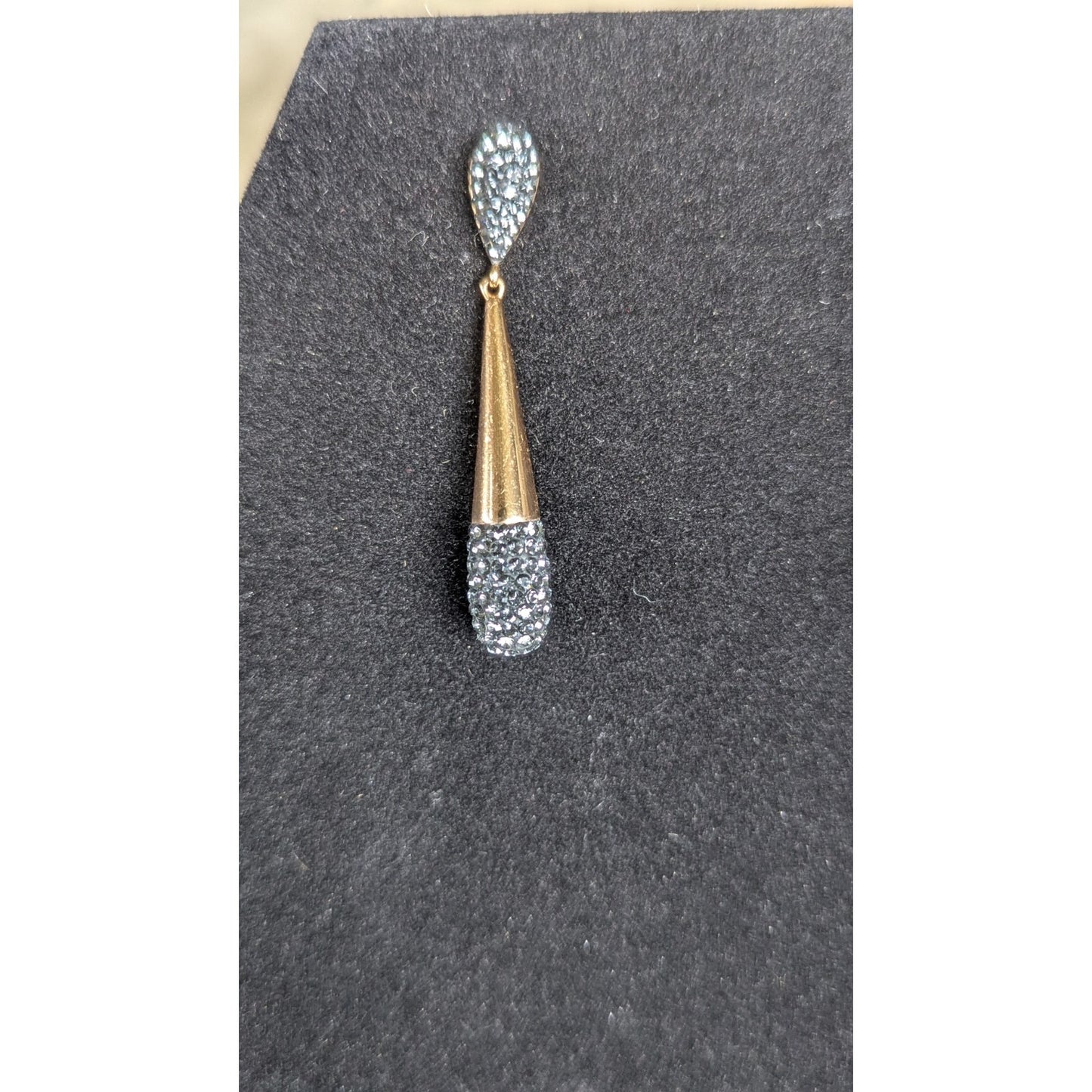 Vintage Swarovski Gold Tone Pave Crystal Long Drop Earrings Statement Dangle
