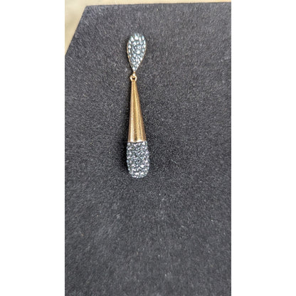 Vintage Swarovski Gold Tone Pave Crystal Long Drop Earrings Statement Dangle