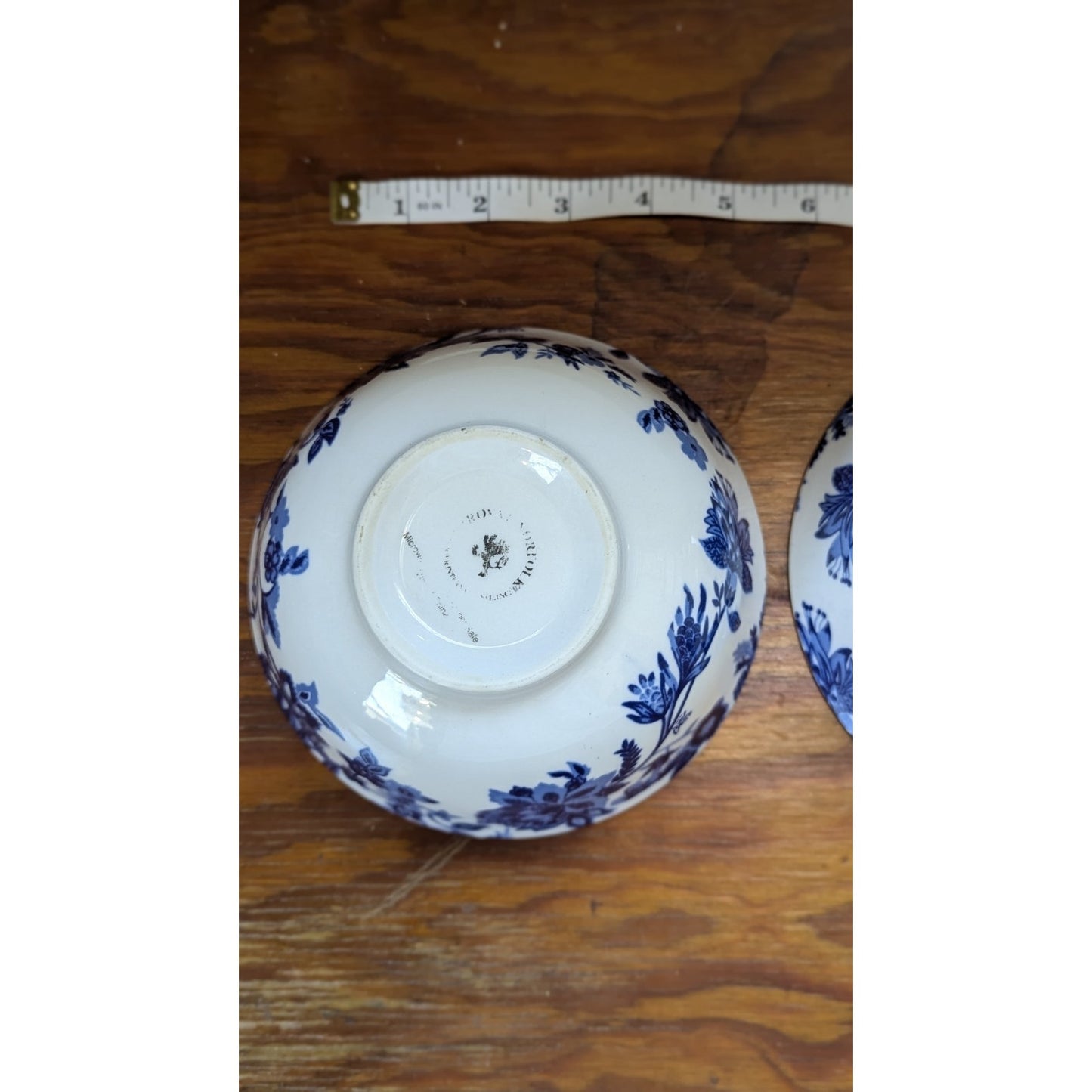 Royal Norfolk Blue White Floral Porcelain Bowl Set of 2 Sizes 4 6in