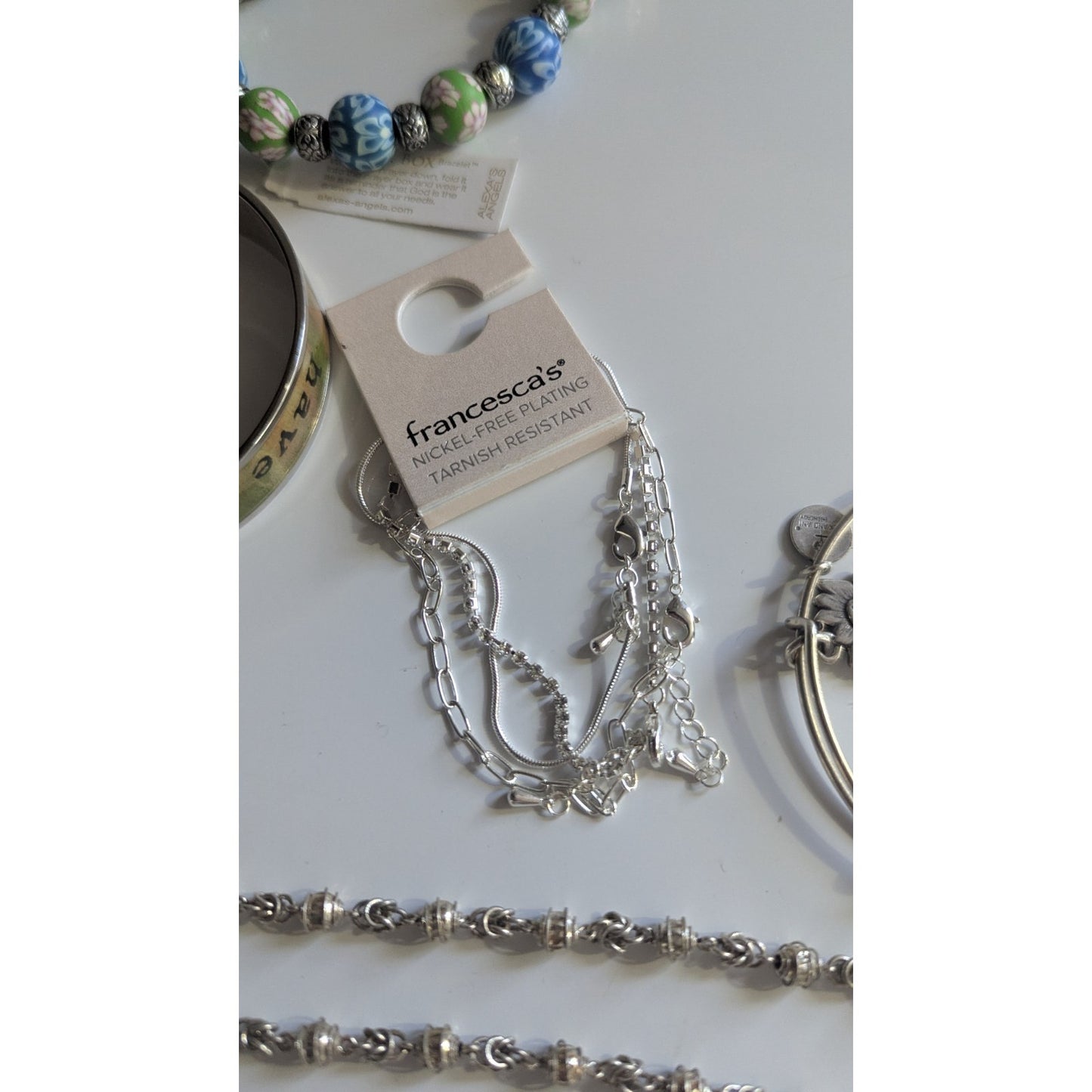 Women’s Jewelry Lot 6pc - Alex and Ani, Alexa’s Angels, Francesca’s, Silver Tone